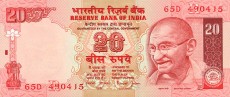rupia indyjska - banknot rok 2002, 20 rupii, awers